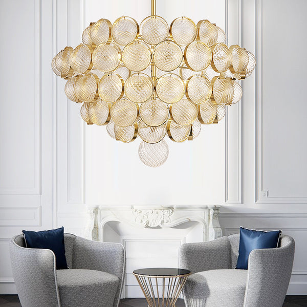 New glass round ball chandelier bedroom study dining room post-modern lamps light luxury art LED living room lighting