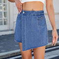 Fashion cross-border women's summer new style  independent station washed casual slimming look trimmed denim skirt pants hot pants