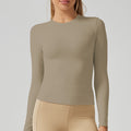 Thin casual running sports t-shirt fitness wear long sleevesslimming look round neck topsilm yoga wear long sleevesautum