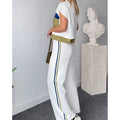 cross-border fashion zip-up top and pants color block two-piece set plus size outerwear