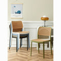 Nordic dining chair, rattan-effect plastic chair, outdoor & home use, stackable, trendy backrest chair, casual computer desk chair