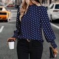 European and american cross-border women's apparel:  spring/autumn new collection - printed pullover cropped top with polka dot long sleeves