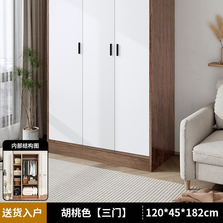 Wardrobe household bedroom small apartment simple wardrobe storage cabinet room wooden rental room economical hanging wardrobe