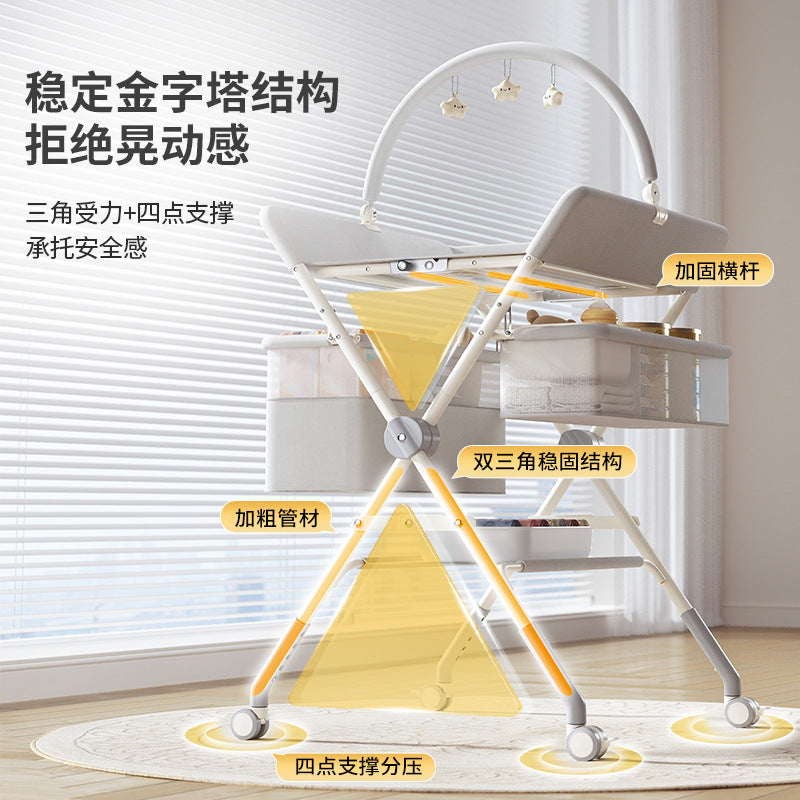Changing table, baby care station, massage & bathing combo - foldable, portable, multifunctional newborn baby bed with changing and touching surface
