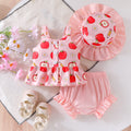 Children's clothing cross-border european and american girl suspender tops+shorts+hat baby children's clothing
