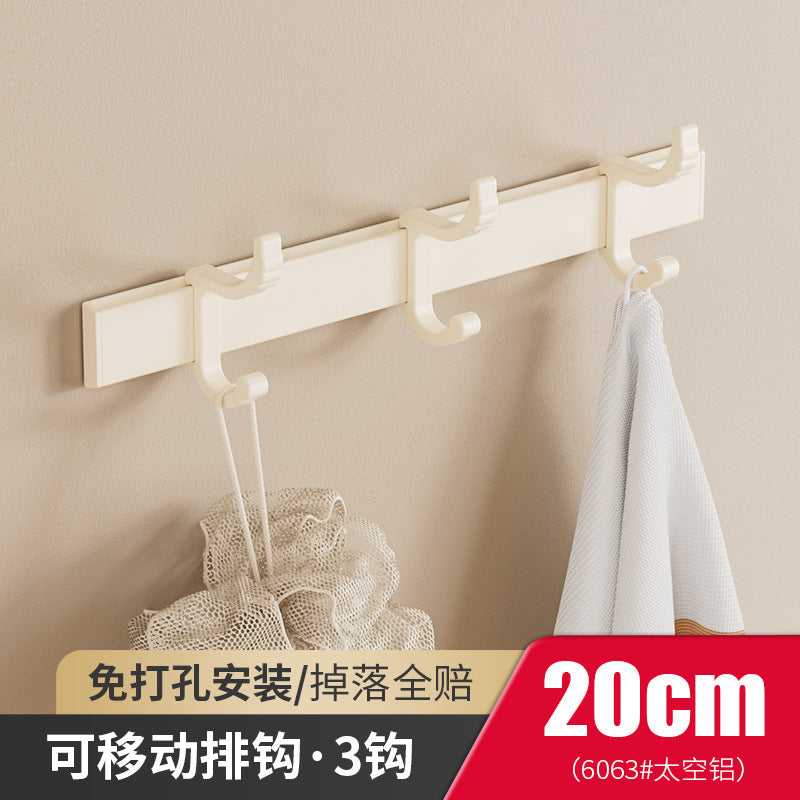 Cream wind non-punching hook space aluminum door rear coat hook bathroom kitchen wall hanging storage super glue adhesive hook