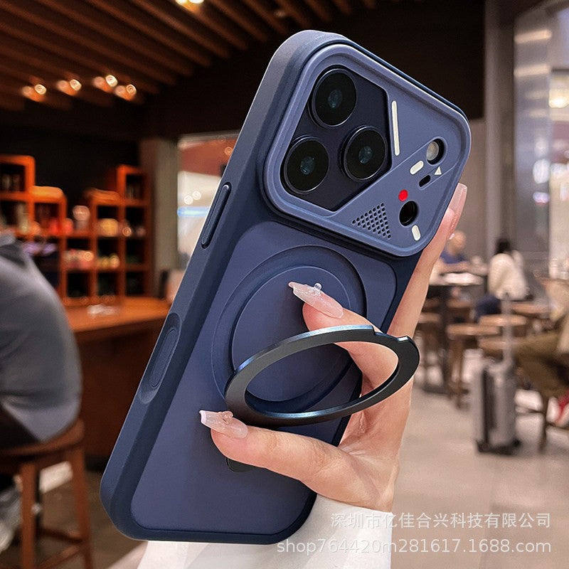 Irregular lens large window instantly turns into iphone17pro mobile phone case apple 11 imitation original magnetic holder