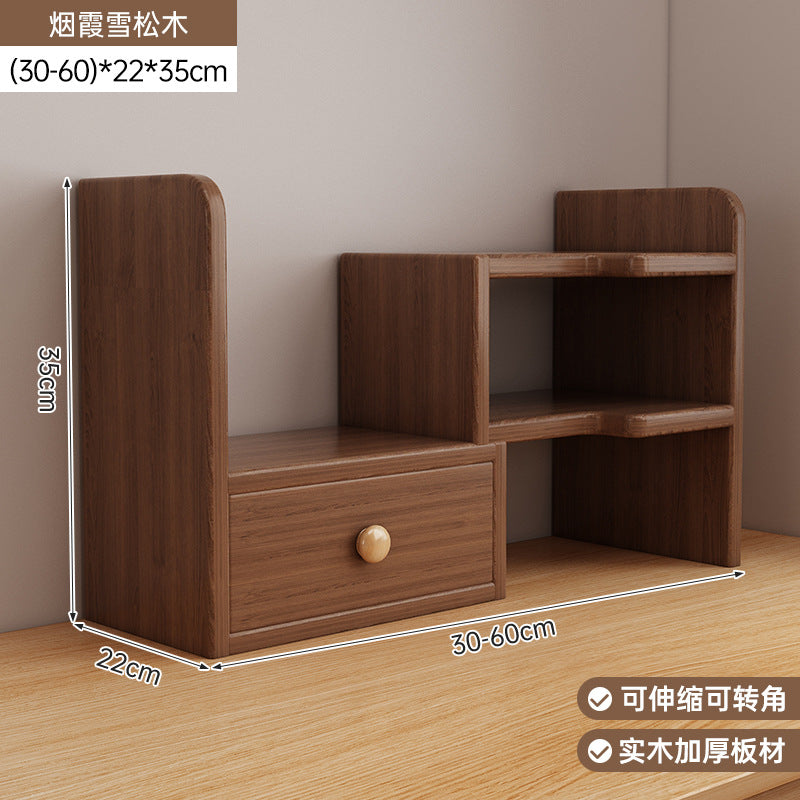 Solid wood core desktop bookshelf dormitory desktop storage office station storage simple corner multi-layer telescopic bookcase