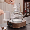 A complete set of wood grain electric ceramic stoves for making tea around the stove, a set of glass teapots for making tea around the stove, and an electric stove