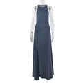 European and american style cross-border new solid color women's bodycon pleated design sleeveless maxi dress with round neck