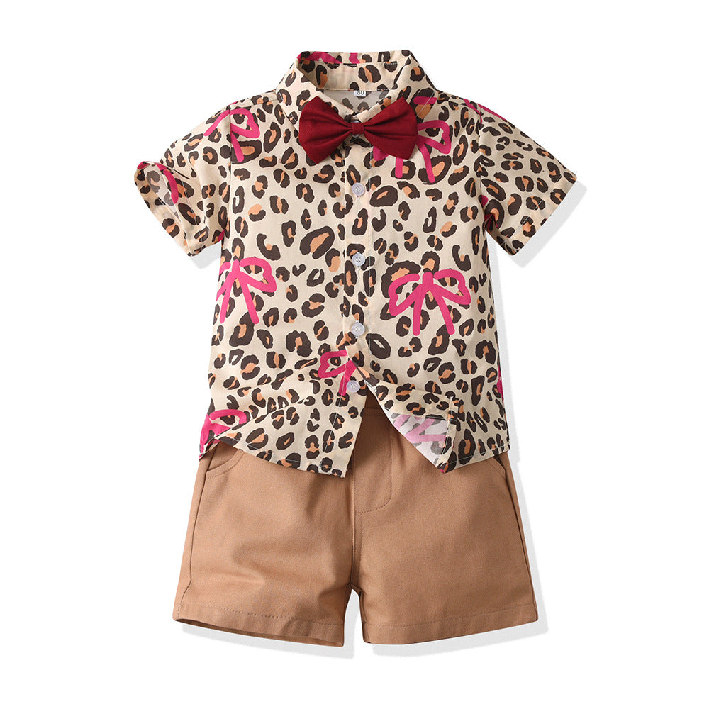 Boys' summer outfit: new stylish floral shirt set for cool and handsome baby boys - trendy short-sleeve shirt for kids, perfect for a chic beach look