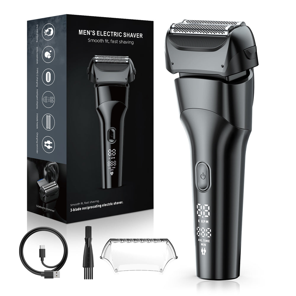 Reciprocating floating head electric shaver - usb quick charge, digital display, full body washable, men's razor - cross-border e-commerce