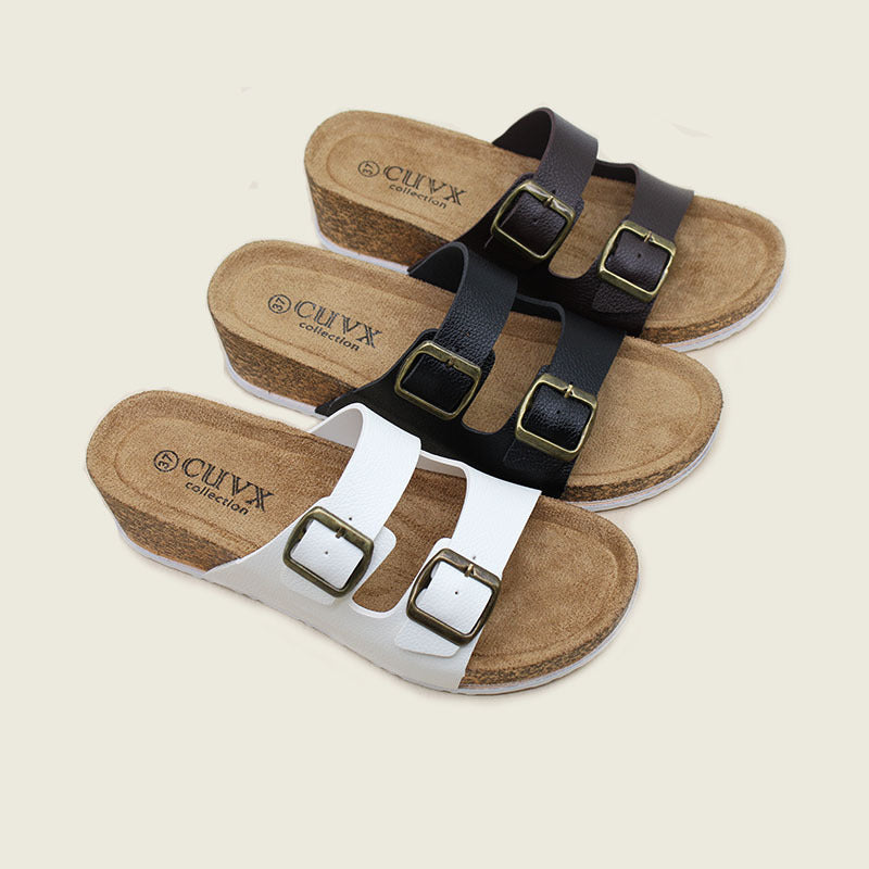 Cross-border direct sales spot women's retro soft-soled slippers summer Birkenstocks versatile thick-soled one-word cool slippers