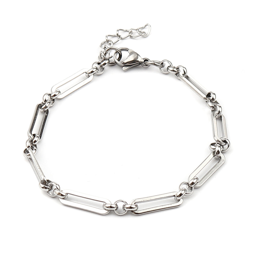 New stainless steel handmade bracelet for men and women, gold-tone oval adjustable metal chain bracelet
