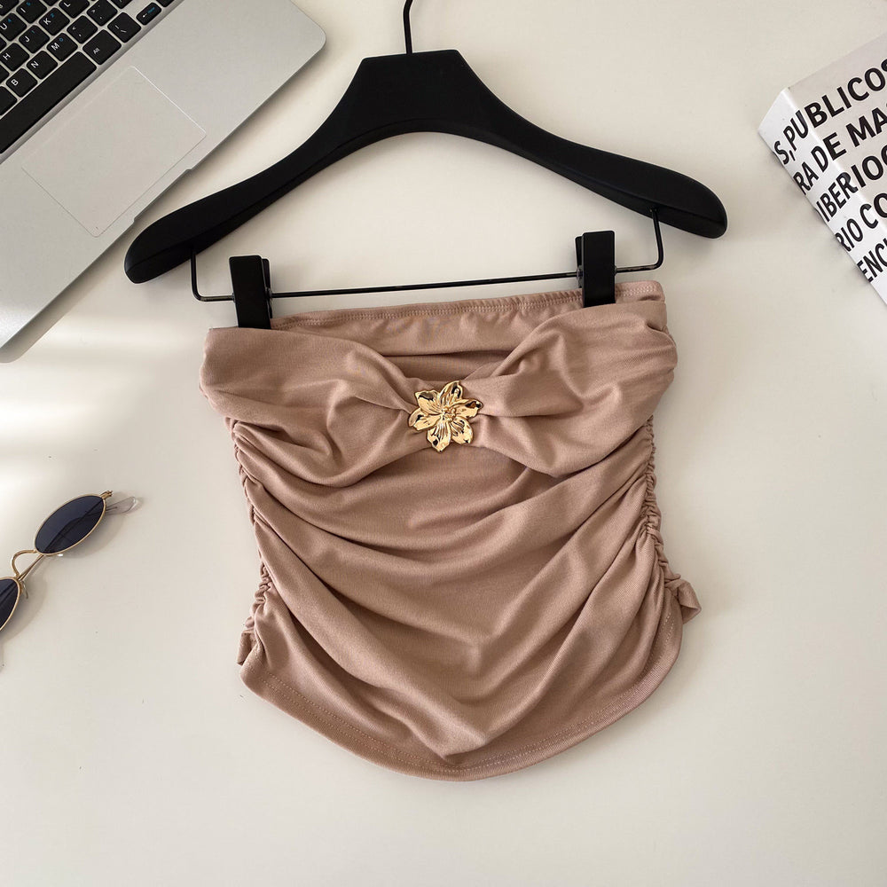 Sense of designniche stylestereo flower age reduction camisole women's pure desire sexy hot girl outwearshortcrop toptops