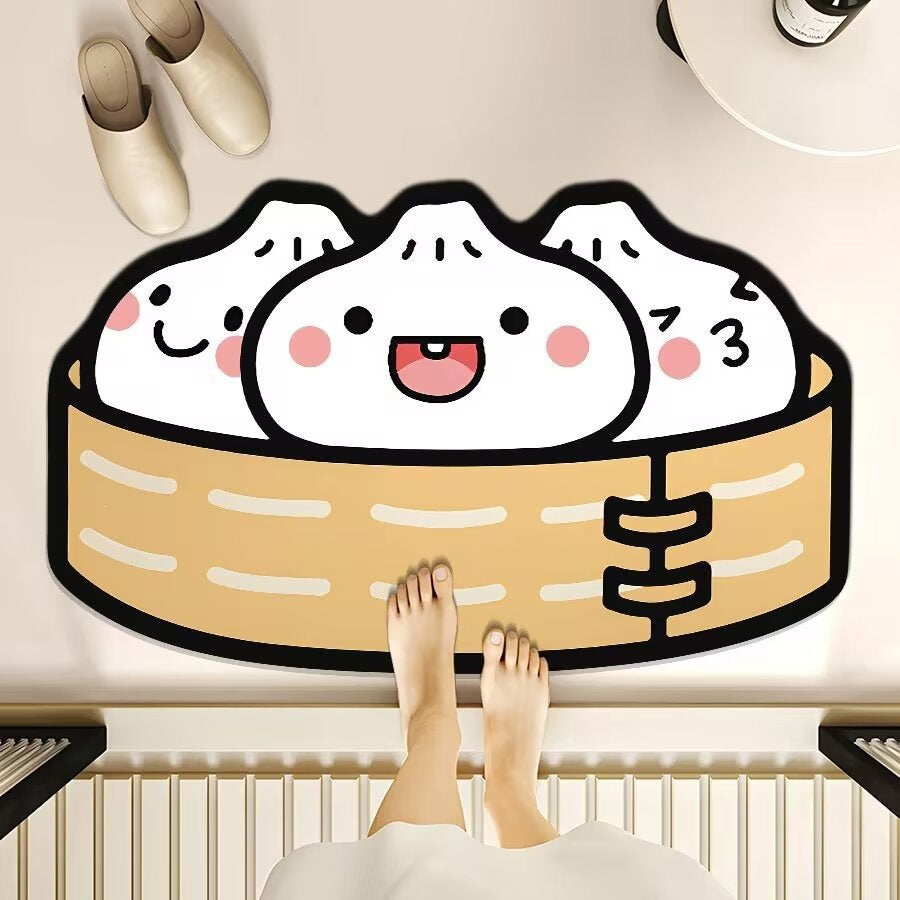 Cookie-shaped diatomaceous earth bath mat - cute cartoon design, absorbent, quick-drying, non-slip floor mat for home bathroom