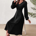 cross-border french chic v-neck dress - autumn/winter elegant a-line high-waisted midi dress