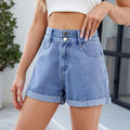 European and american cross-border women's summer new arrivals:  independent site washed classic loose rolled hem casual denim shorts