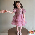 Girls' birthday dress -  summer collection - short sleeve dress - stylish and trendy princess dress - cake dress