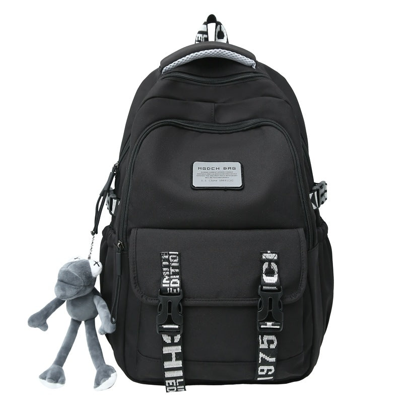 School bag for boys, junior high school students, large-capacity lightweight backpack, simple texture backpack, night safety reflective backpack