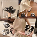 Women's slippers for outdoor wear - 2025 summer new arrivals: trendy, fashionable women's chunky heel flat sandals, thong sandals, and flip-flops