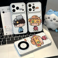 Polka dot pajama couple animal-themed phone case for apple 17, soft and cute iphone 16 large window electroplated case 15