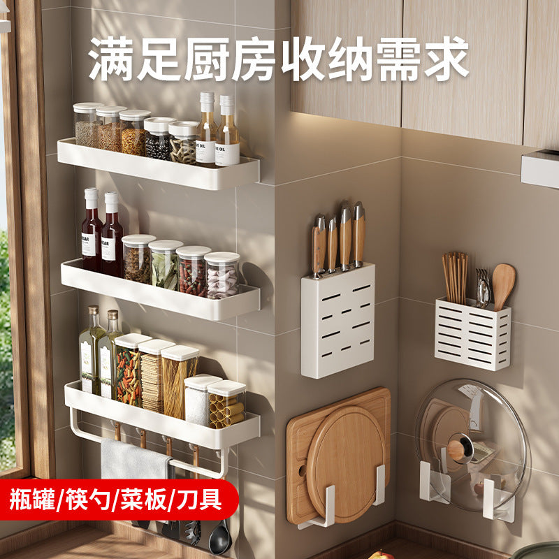Factory direct white space aluminum kitchen storage rack - no drilling required, spice rack, kitchen supplies & general merchandise, all-in-one storage shelf