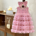 Girls' dress  summer new style chic little girl sequin vest dress pearl collar cake skirt trendy
