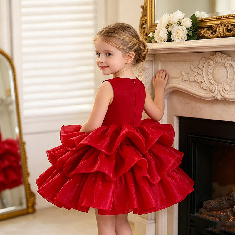 European and american style cross-border girls' dresses - baby girl birthday & first birthday cake dress - beaded tutu princess dress
