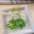 Green island beaded flower stud earrings for women - 2025 new hot style, beach vacation vibes, statement earrings, accessories