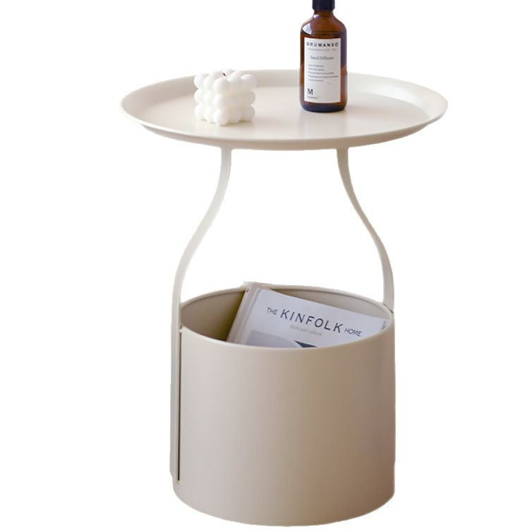 Accessible luxury sofa coffee table movable coffee table small apartment casual bedroom bedside study storage rack balcony round table