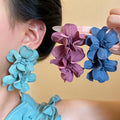Purple flower earrings for women, super fairy atmosphere, forest style, versatile earrings for women, holiday style, exaggerated fashion ear accessories