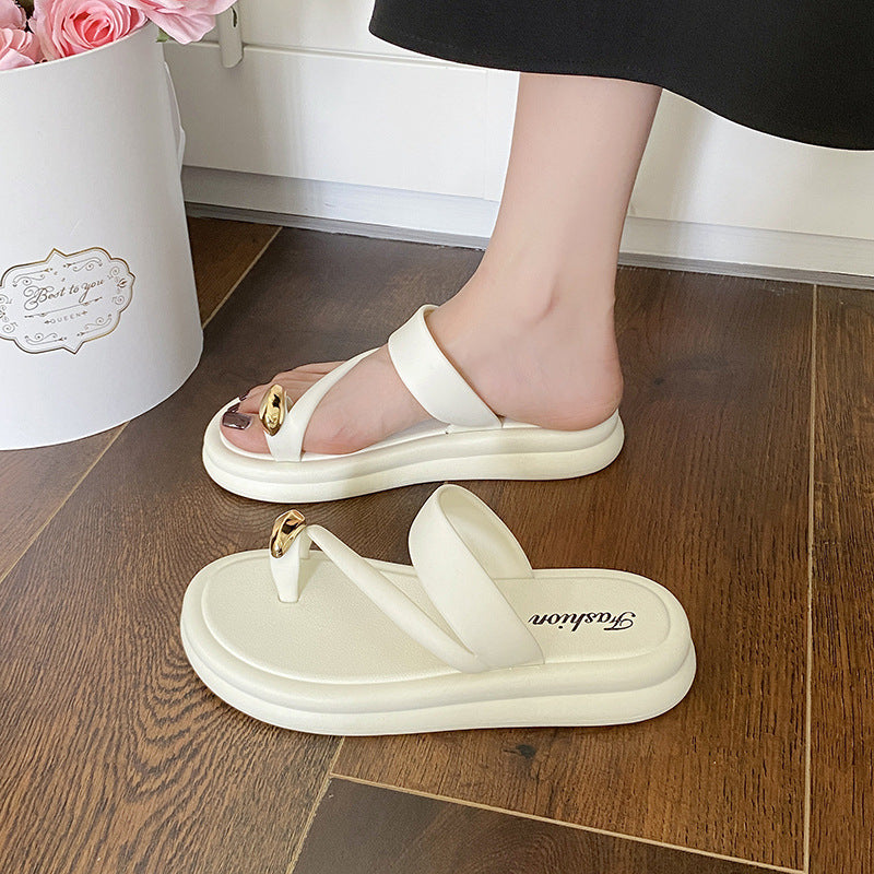 Women's thong sandals for summer, 2024 new trendy thick-soled french style, perfect with skirts, casual flip-flops, beach sandals