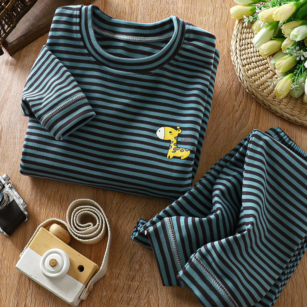 Kids german velvet suitheattech fever fall and winter pajamas for middle and large children bottomthickened baby home autumn clothes and long trousers