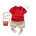 Kids' summer cotton linen short-sleeve set: boys' cartoon deer print shirt, korean style casual two-piece outfit - cross-border wholesale