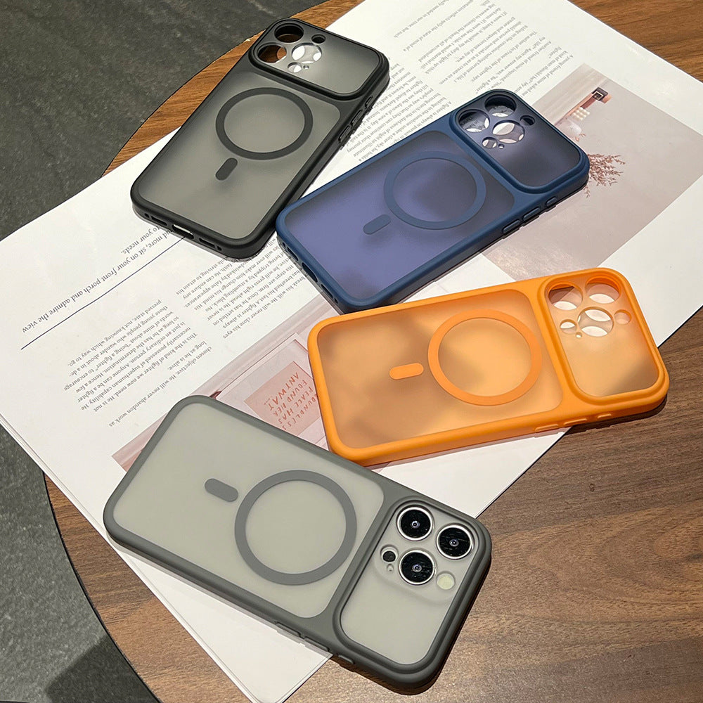 Fine hole skin-feeling magnetic phone case suitable for iphone17promax apple 16/13 frosted transparent protective case
