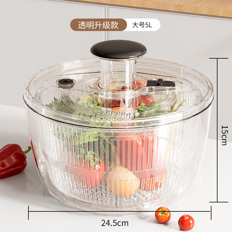 Multifunctional press dehydrator for home vegetable salad drying dehydrator large capacity rotate drain basket vegetable basin
