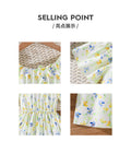Summer girls' dress for export - light yellow floral print, round neck, bow accent, cute pleated princess skirt