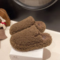 Thick sole furry slippers for women outwear2025 autumn winternew arrival lamb furry internet celebrity home one-line cotton slippers