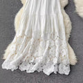 White fairy dress 2024 summer new arrival - high-end sleeveless halter neck lace patchwork loose elegant maxi dress