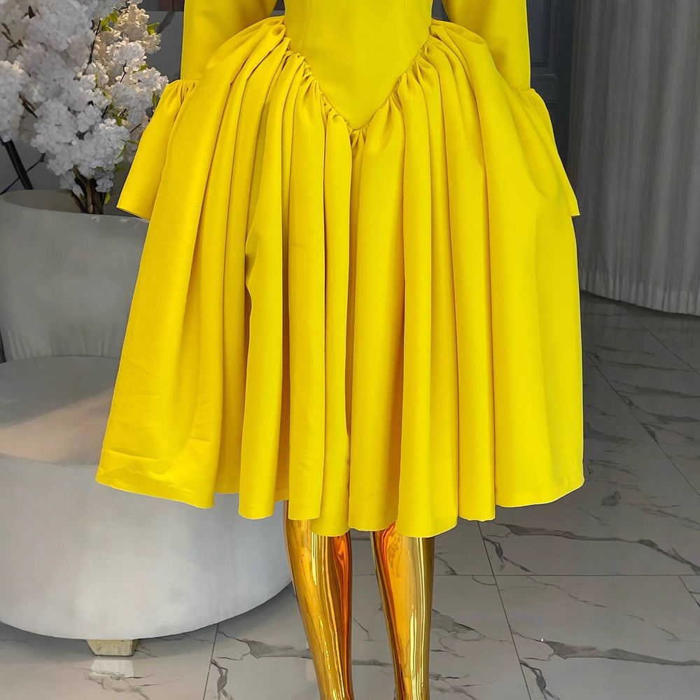 European and american cross-border women's fashion:  summer new arrival - elegant round neck, flared sleeve, high-waisted a-line dress