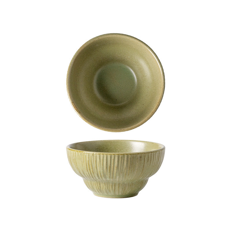 Vintage striped ceramic rice bowl - perfect for single servings, restaurants, hotels, oatmeal, breakfast, desserts, pastries, and general food serving