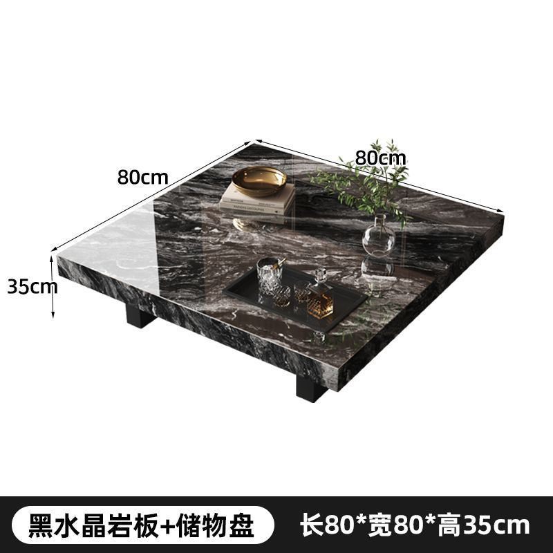 Italian minimalist light luxury high-end rock slab square suspended venetian brown marble living room coffee table