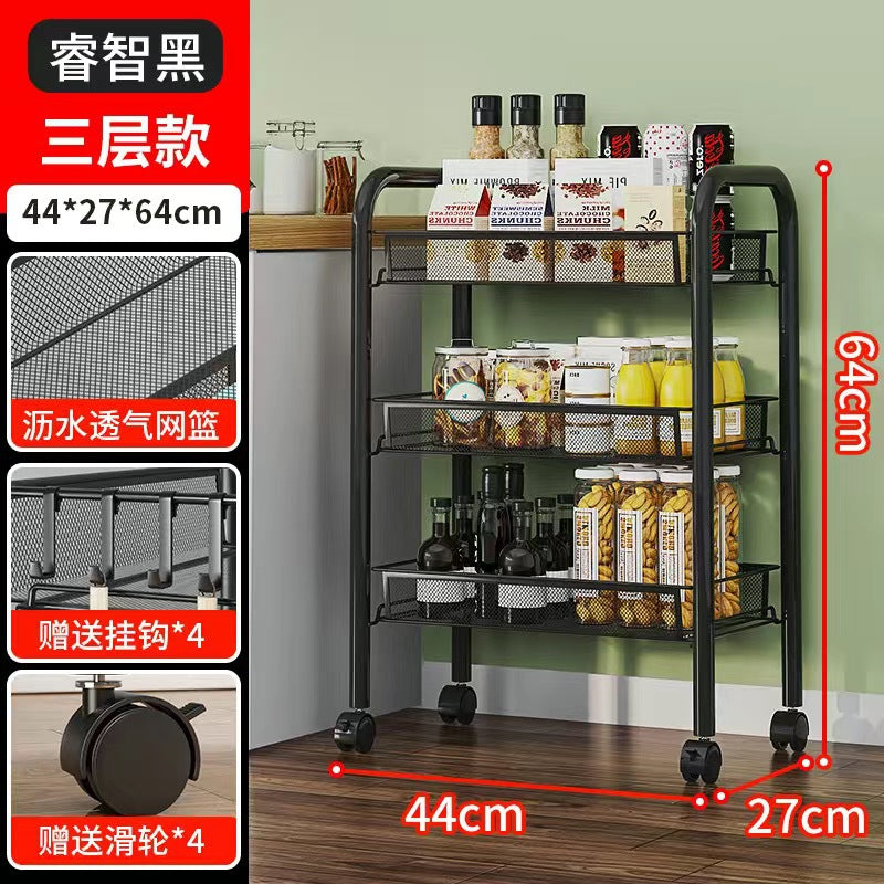 Kitchen storage rack vegetable floor-standing movable trolley multi-layer storage rack for home fruit and vegetable multi-functional vegetable rack
