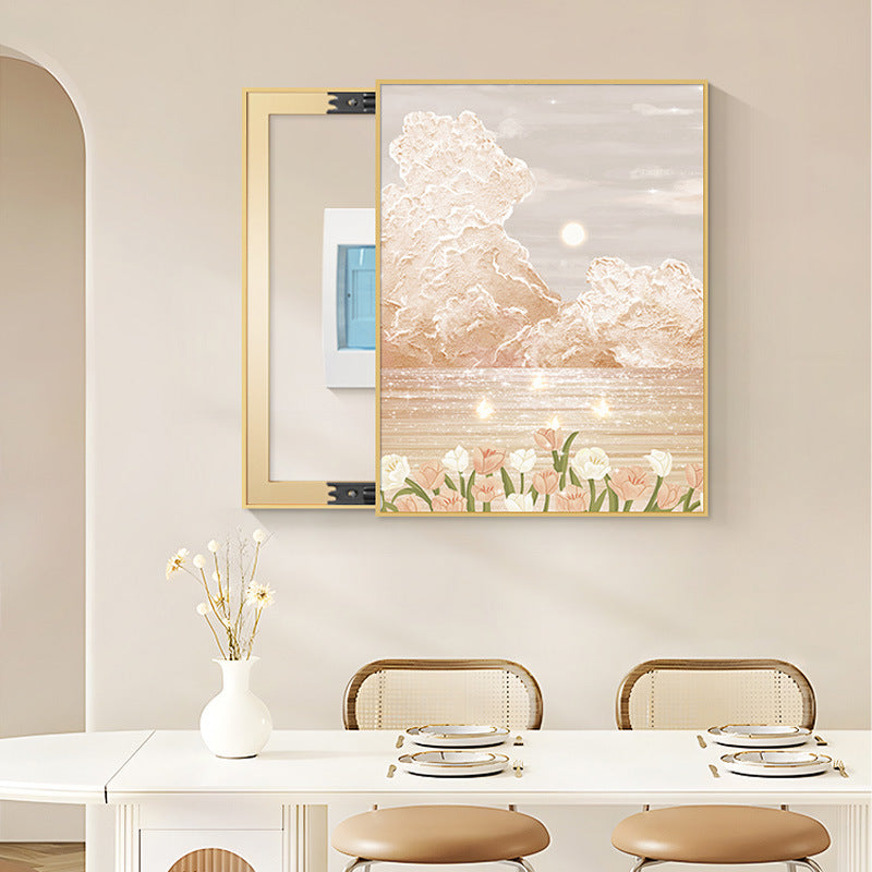 Cream Wind Vertical Meter Box Decorative Painting Texture Electric Distribution Box Hanging Painting Light Luxury Advanced Inductor Gate Box Block Mural