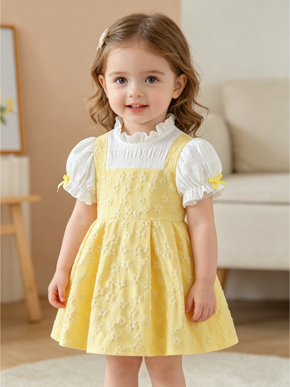 cross-border hot-selling lace bow preppy chic baby girl faux two-piece chanel-inspired princess dress