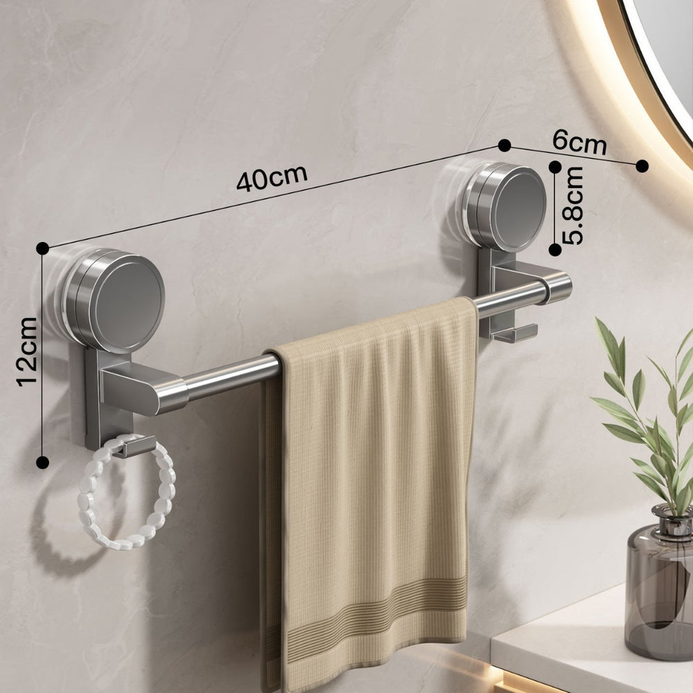 Suction cup towel rack bathroom punch-free wall-mounted storage rack bathroom towel single pole bathroom storage rack