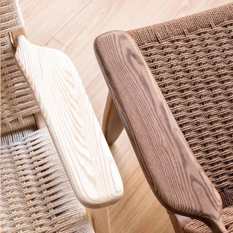 Scandinavian solid wood rope lounge chair single sofa chair b&b hotel lazy chair balcony casual saddle chair reading chair