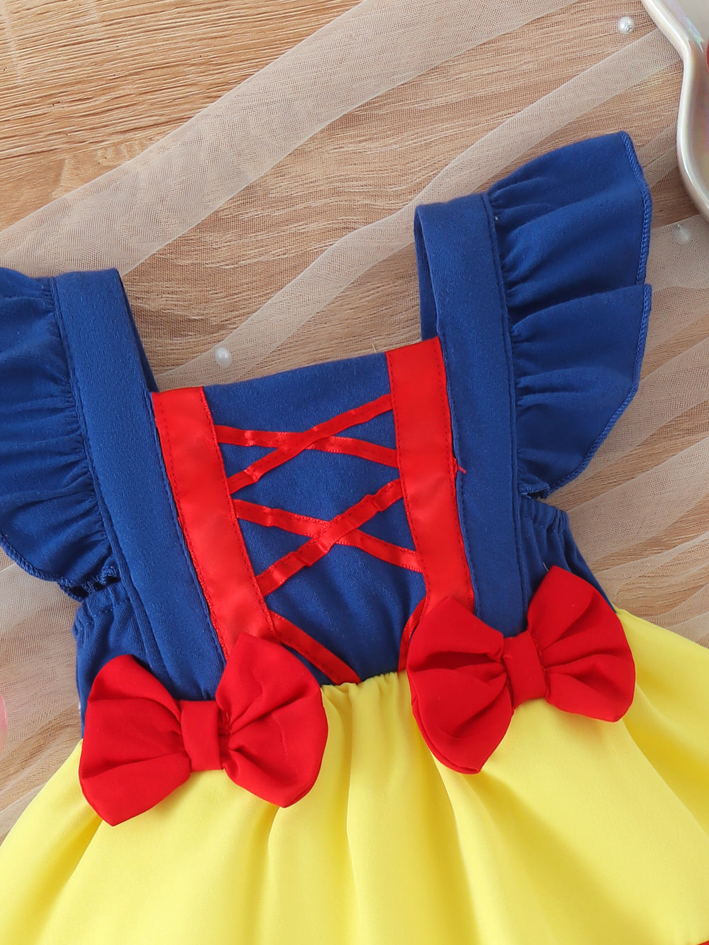 Children's clothing cross-border european and american girls blue red yellow flying sleeve dress children's clothing khaki