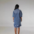 Amazon independent station  cross-border women's clothing new arrival denim outwear ripped tassel short-sleeved lapel fashion trendy